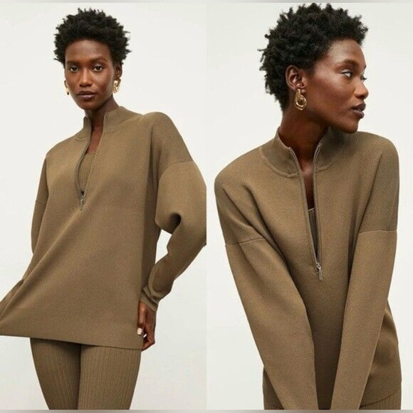 MM Lafleur Sweaters - NWT M.M Lafleur Athens Half Zip Knit Pullover Deep Fern Olive Color Size Medium